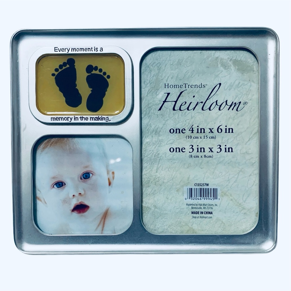 Baby Picture Frame - Fits 2 Pics - Silver NWOB